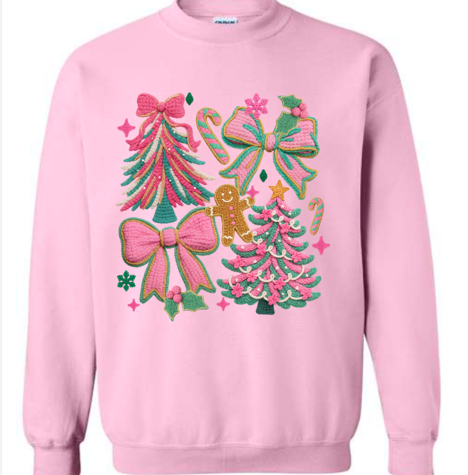 Pink Faux Crochet Christmas