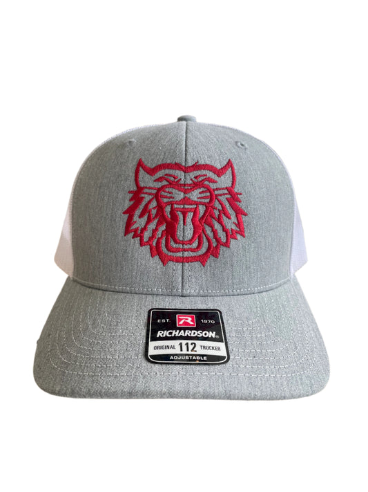 Red Wildcat Head Grey Hat