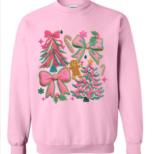 Pink Faux Crochet Christmas